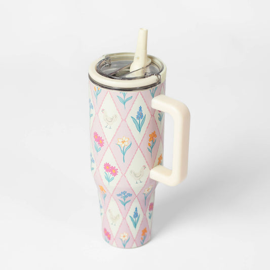 Diamond Floral Chicken 40oz Water Tank Insulated Tumbler