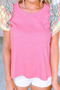 Striped Ruffle Flutter Sleeve Ribbed Blouse