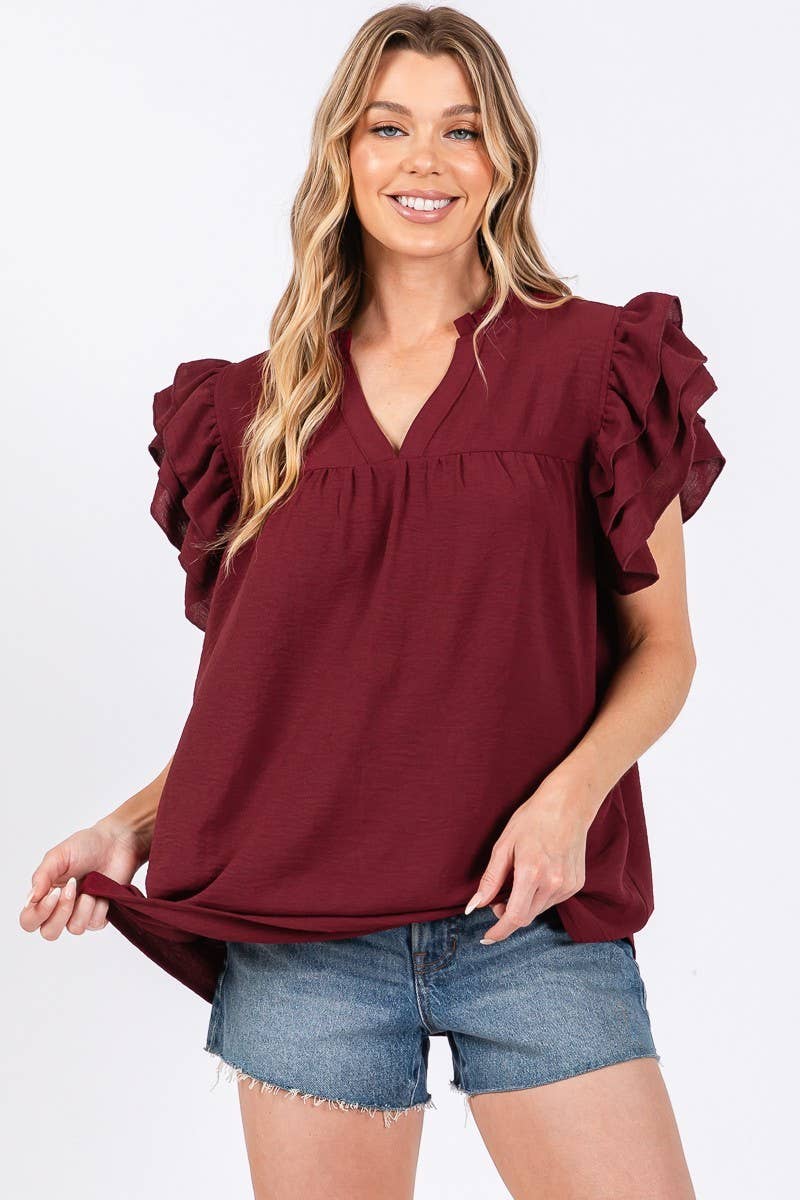 AIRFLOW RUFFLE SLEEVE BLOUSE
