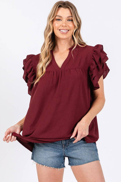 AIRFLOW RUFFLE SLEEVE BLOUSE