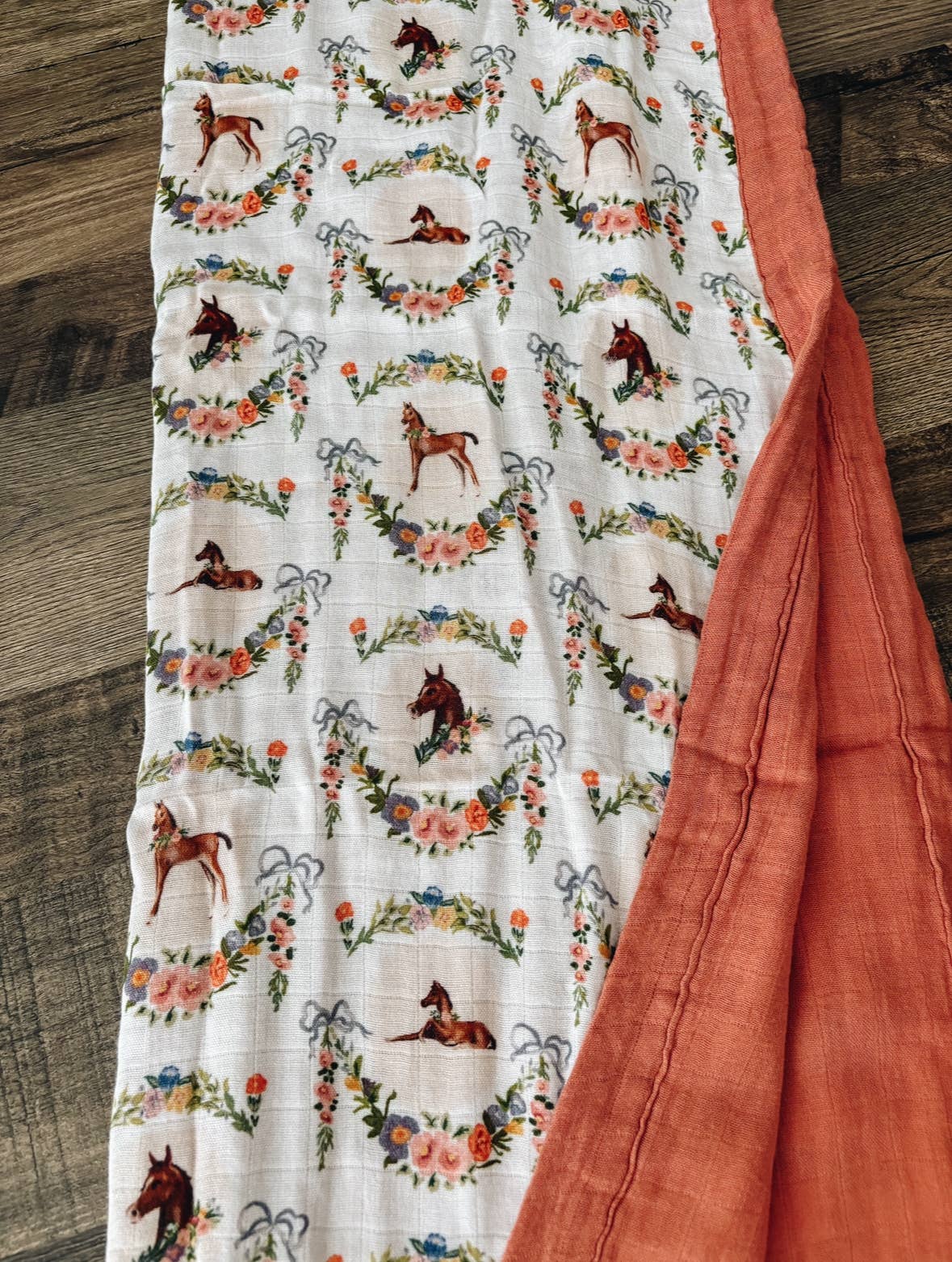 Painted Foal Bamboo Muslin Baby Blanket 