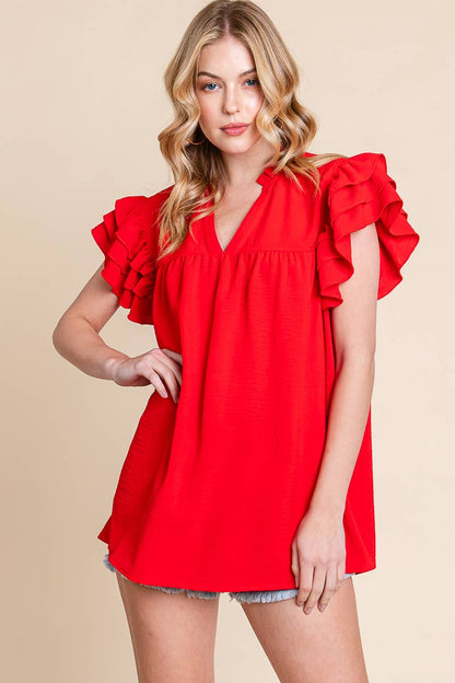 AIRFLOW RUFFLE SLEEVE BLOUSE