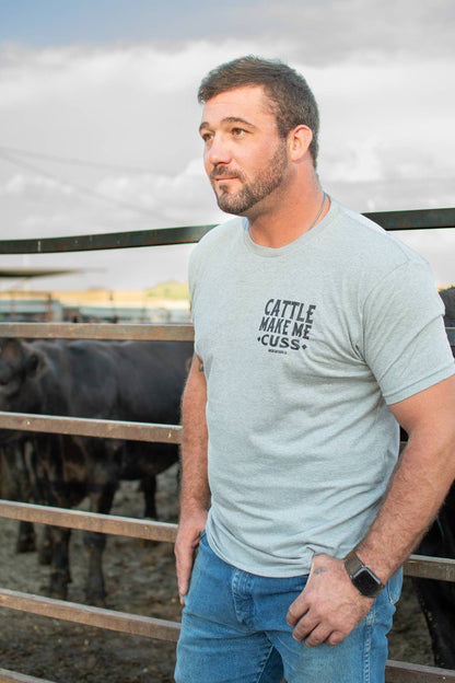 Western 'Cattle Make Me Cuss' Grey Graphic Tee