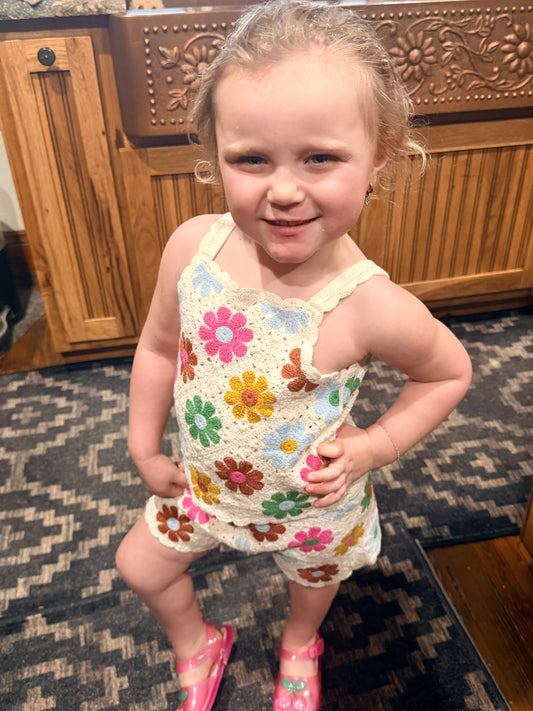 Crochet Floral Girl Set