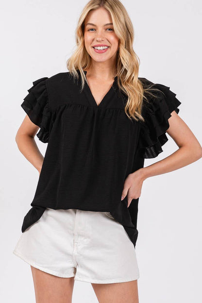 AIRFLOW RUFFLE SLEEVE BLOUSE