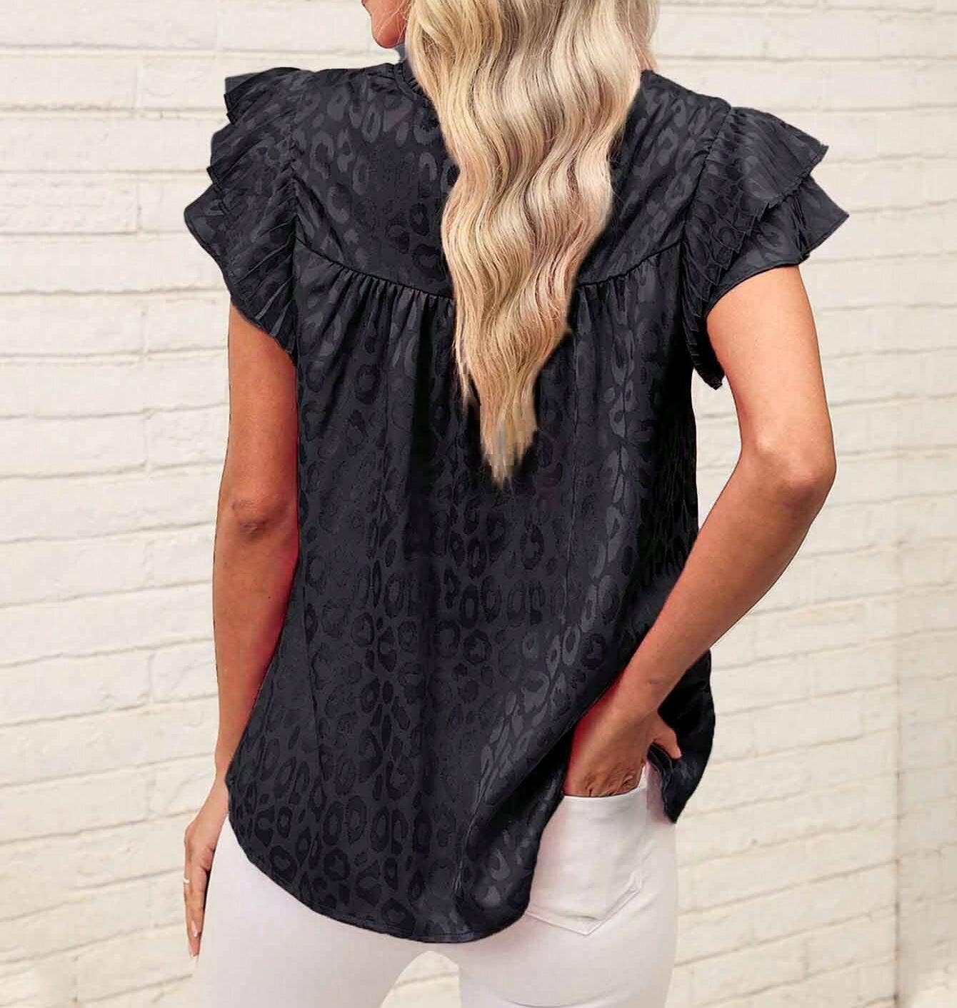 Cheetah ruffle top