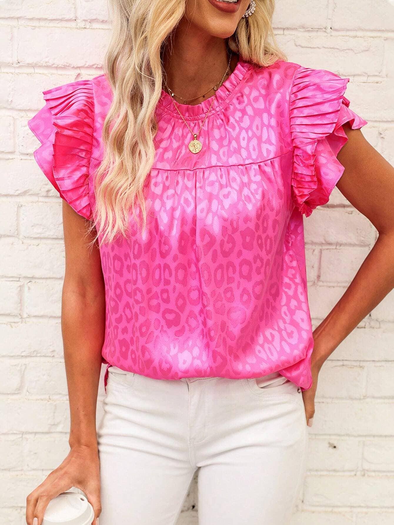 Cheetah ruffle top