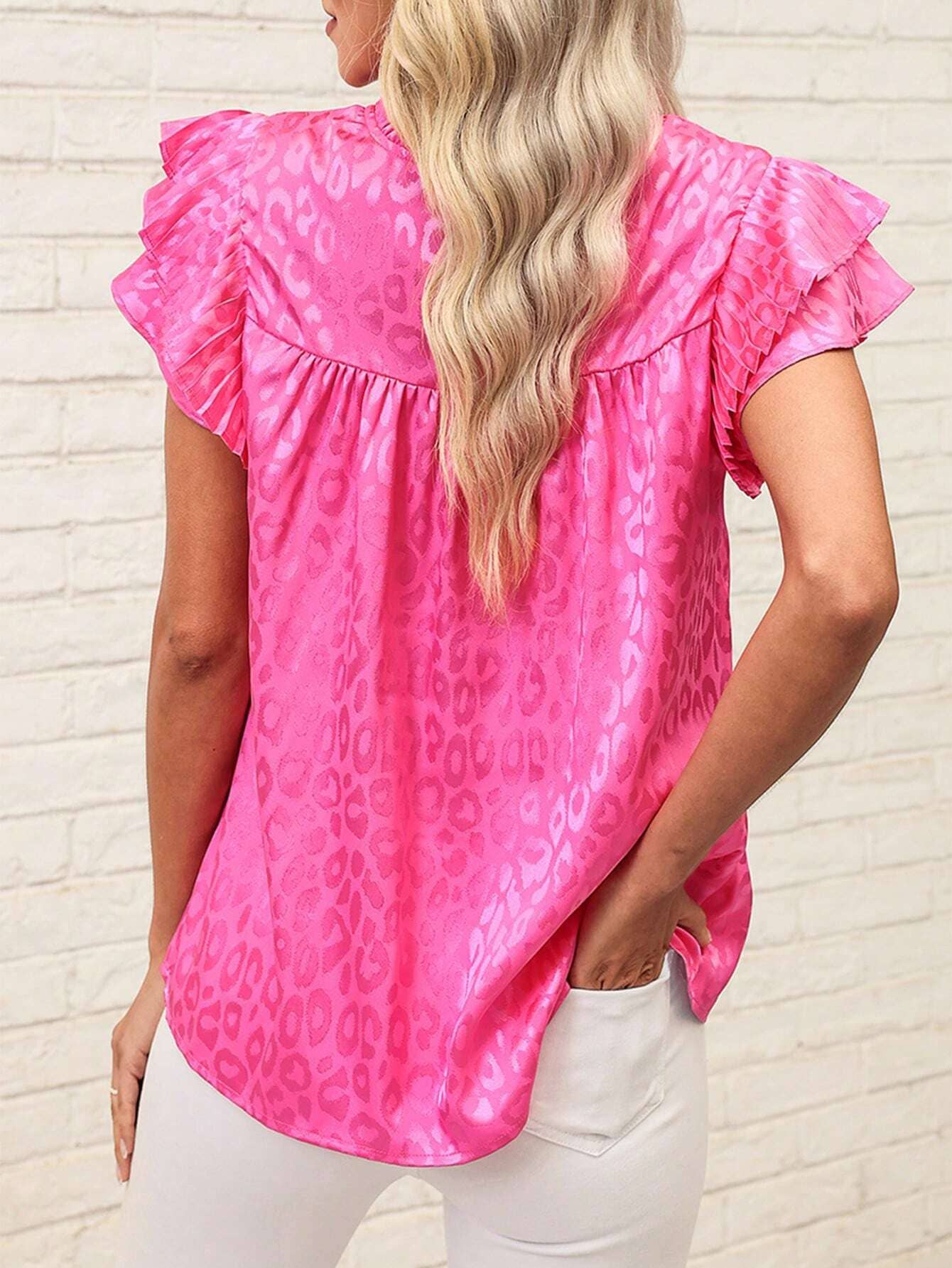 Cheetah ruffle top