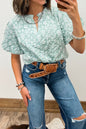 Western Floral Textured V Neck Blouse