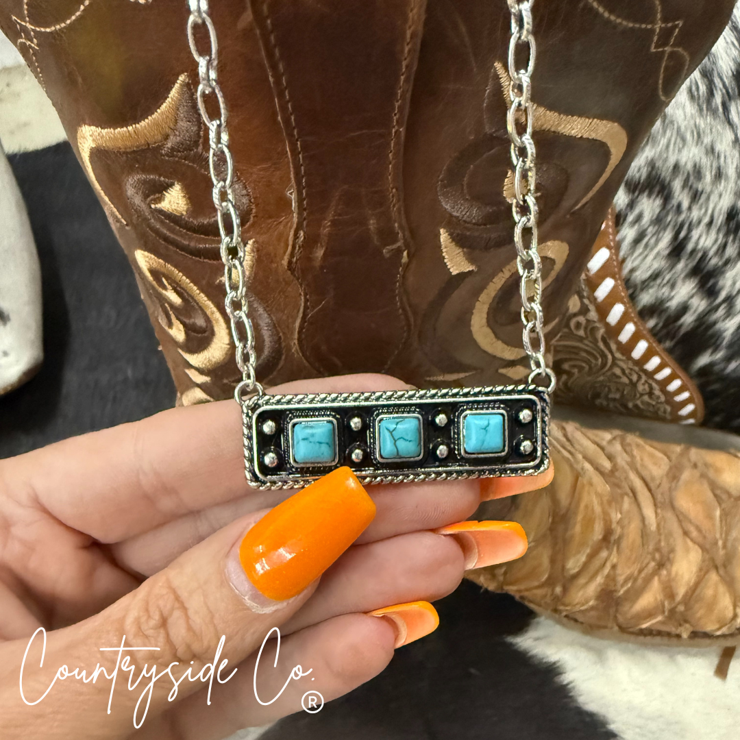 Turquoise 3 Stone Necklace