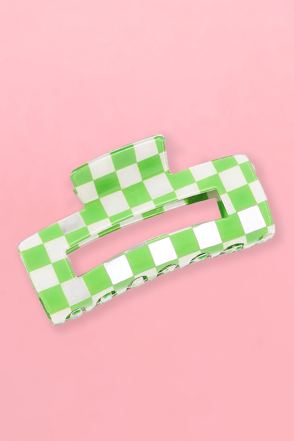 Checkered Print Hollow Out Hair Clip