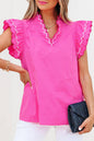 Scallop Trim Short Sleeve Summer Blouse