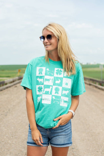 Summer Fair Week Checkers Green Graphic Tee