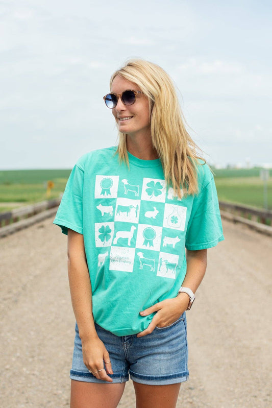 Summer Fair Week Checkers Green Graphic Tee