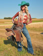 Pullover Button Up Rust Metallic Paisley Stretch Jersey