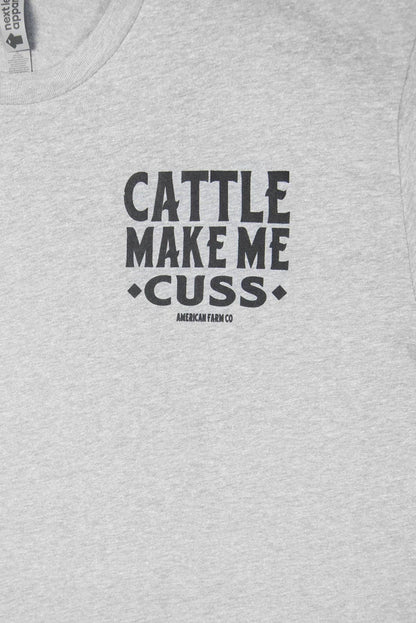 Western 'Cattle Make Me Cuss' Grey Graphic Tee