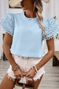 Layered Ric Rac Cap Sleeve Frilled Neck Blouse