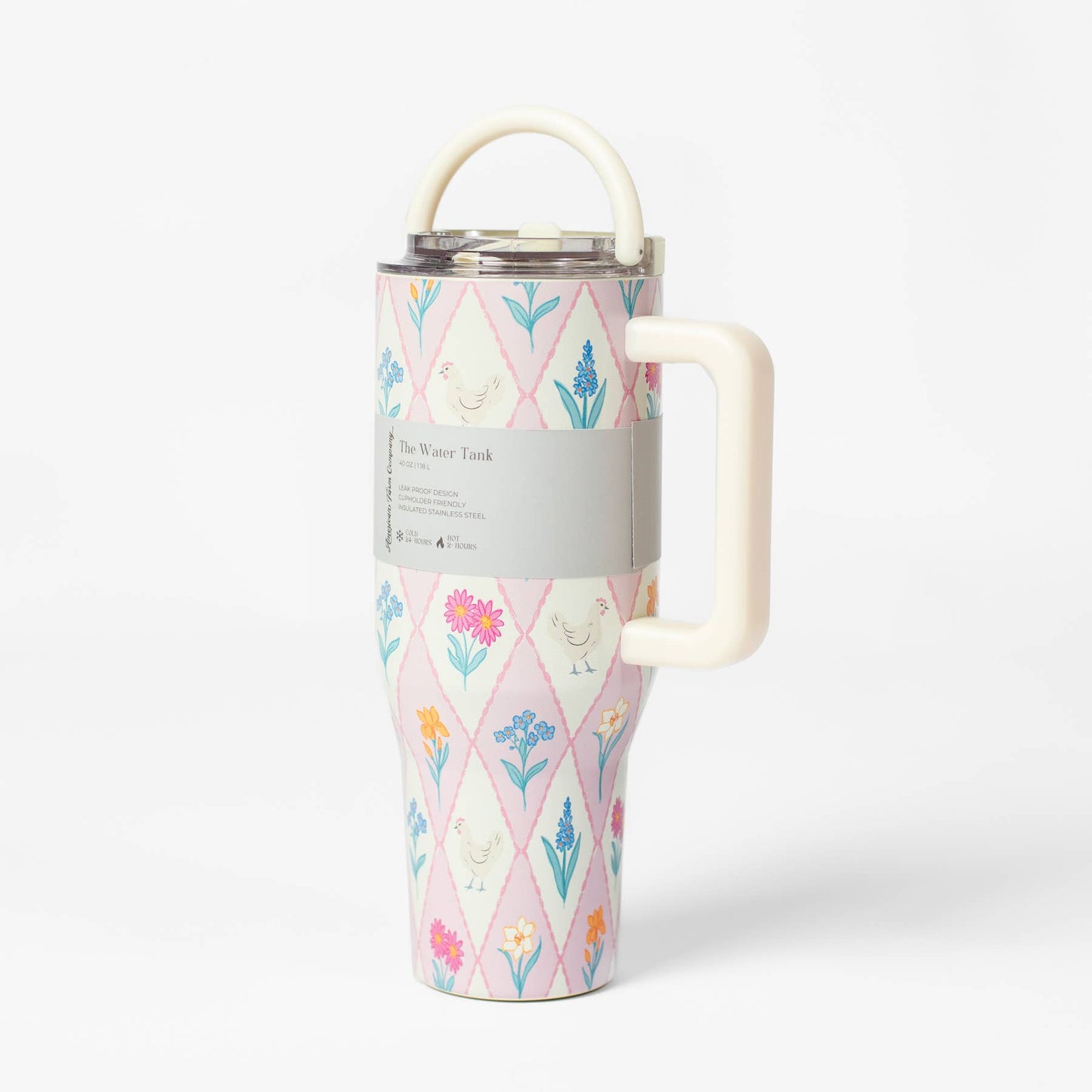 Diamond Floral Chicken 40oz Water Tank Insulated Tumbler
