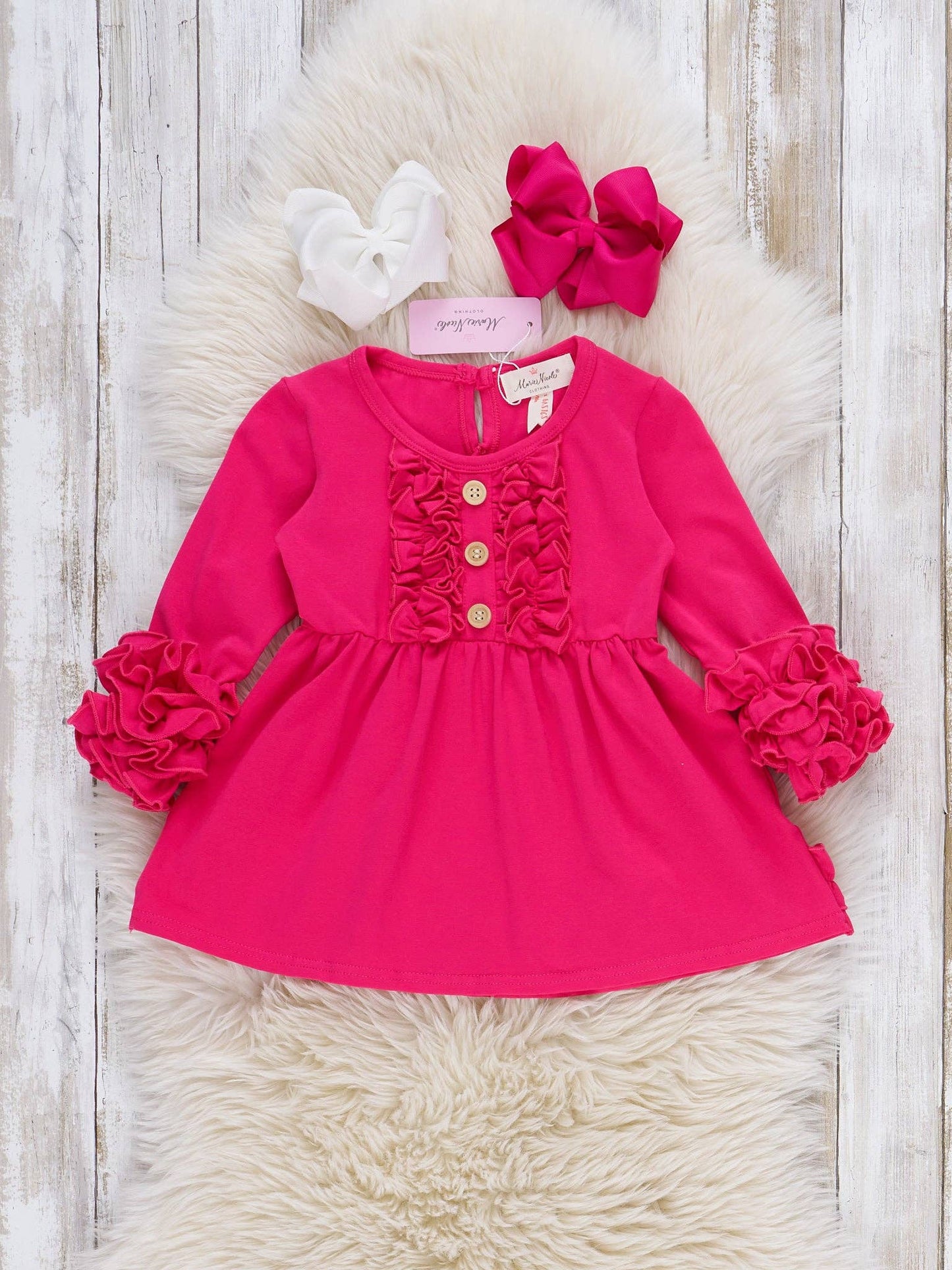 Cotton Icing Ruffle Tunic Top - Hot Pink