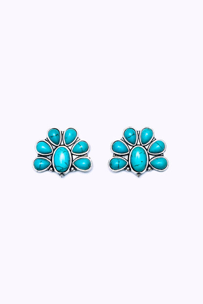 Half Flower Turquoise Post Earring