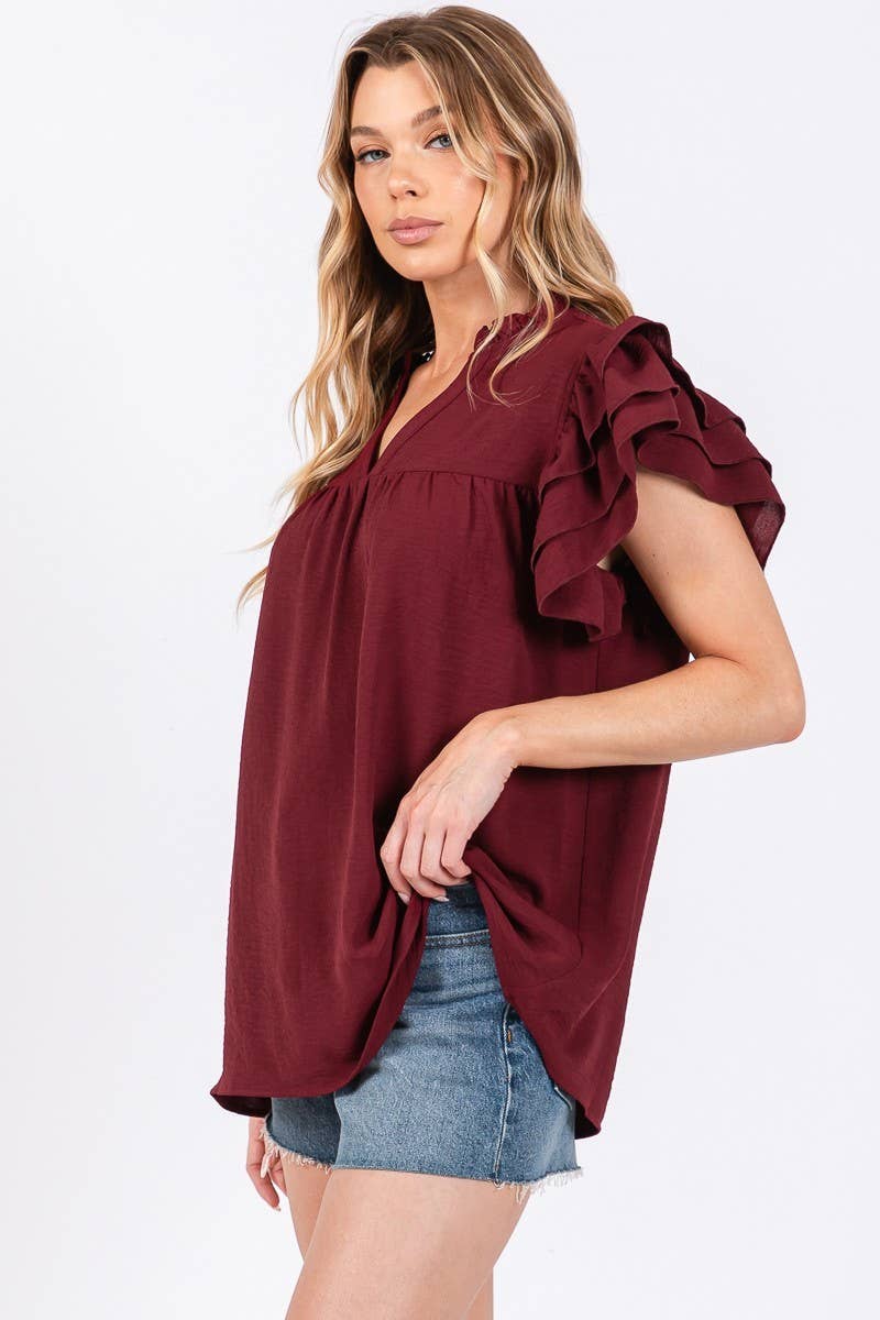 AIRFLOW RUFFLE SLEEVE BLOUSE