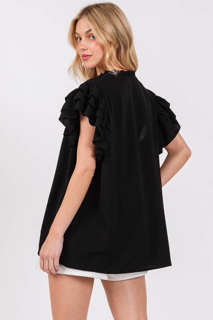 AIRFLOW RUFFLE SLEEVE BLOUSE