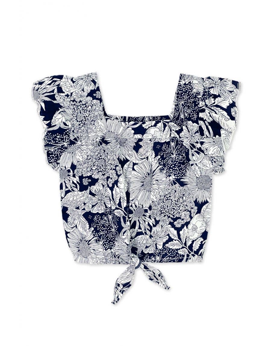 Sunflower Ruffle Sleeve & Tie-Front