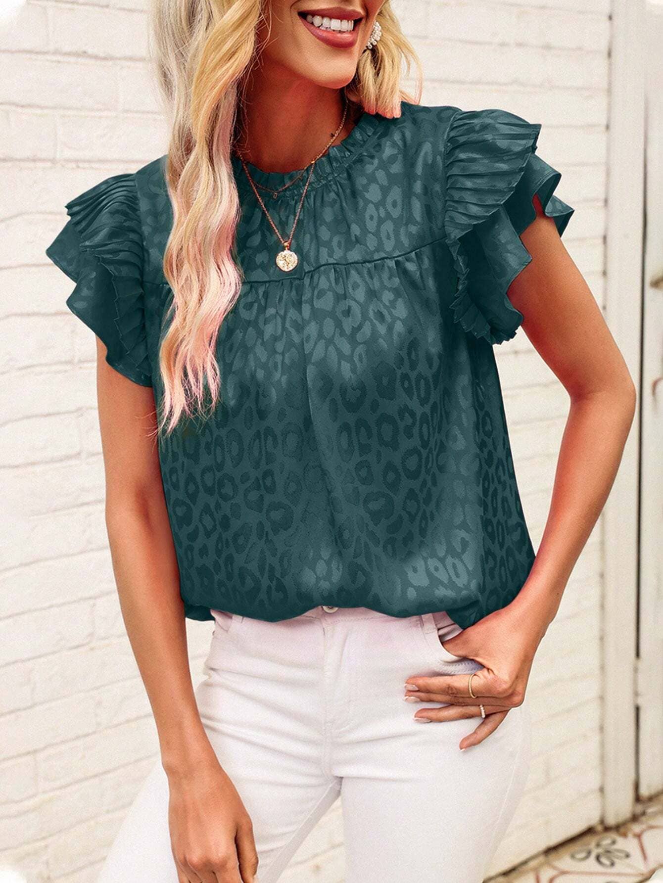 Cheetah ruffle top