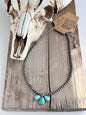 Western Turquoise Stone Pendant Navajo Pearl Choker Necklace