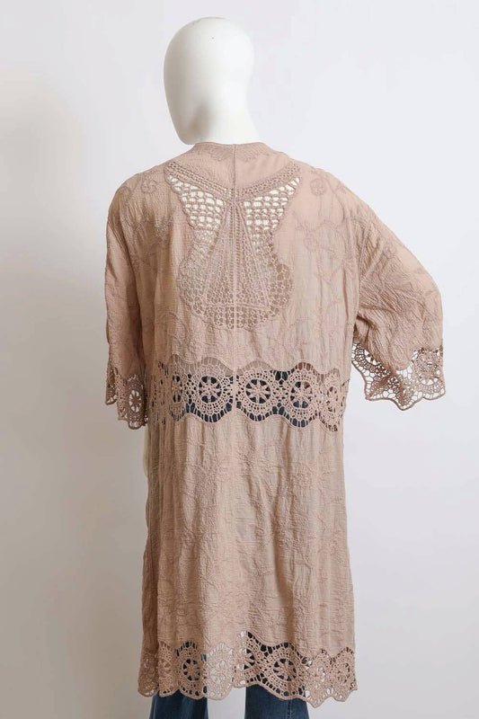 Crochet Open Patch Longline Kimono