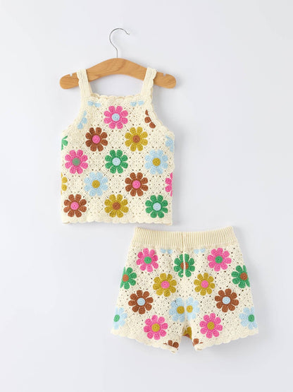 Crochet Floral Girl Set