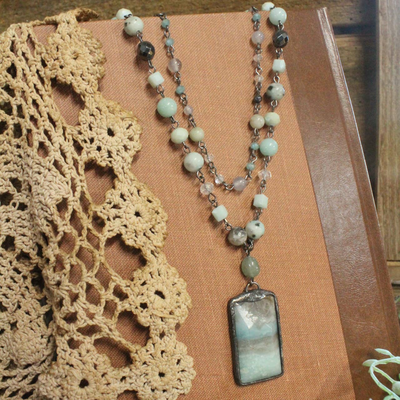 Just Beads Layered Mint Necklace