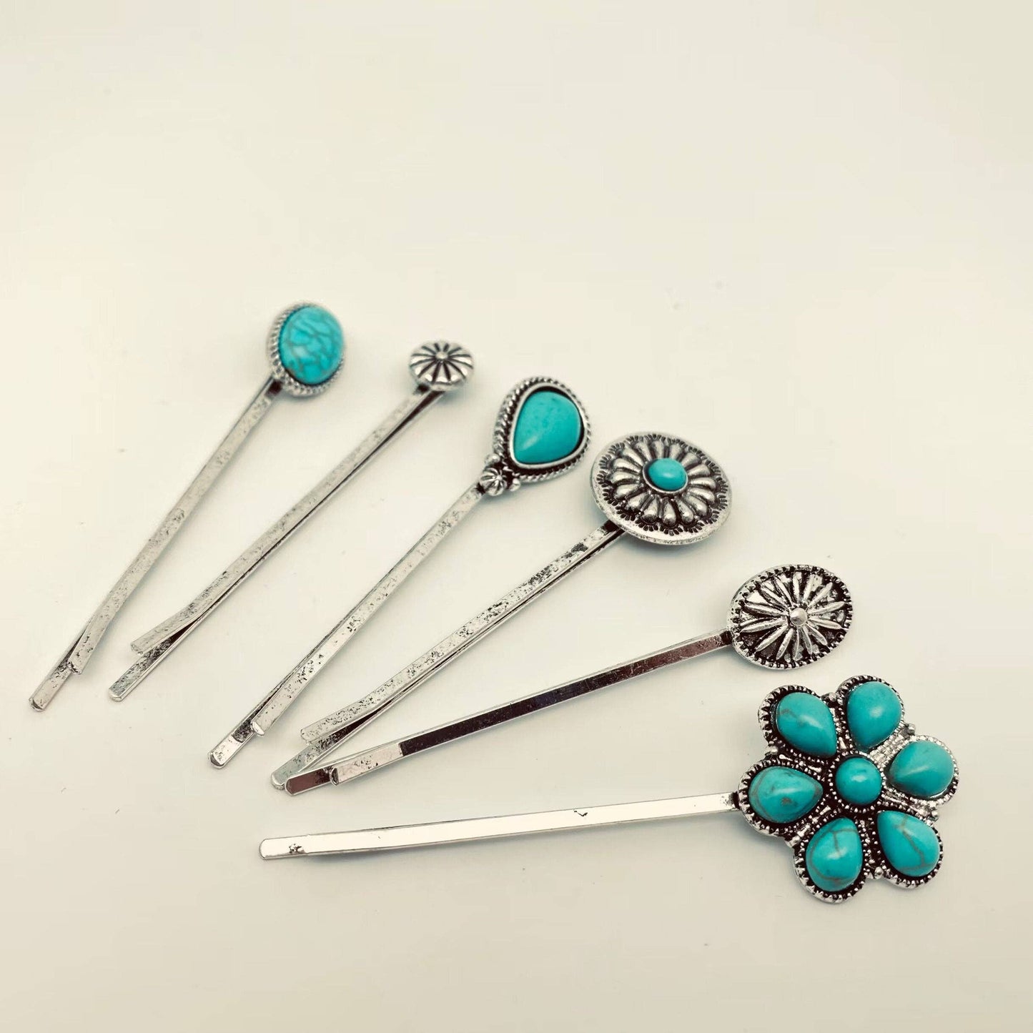 Western Style Vintage Turquoise Hairpin Hair Clip