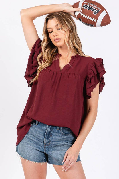 AIRFLOW RUFFLE SLEEVE BLOUSE