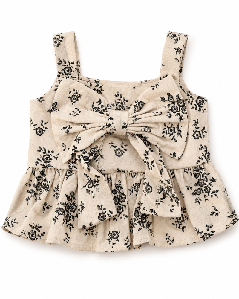 Tilly Bow Front Top - Sepia Garden