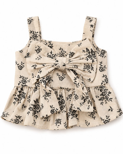 Tilly Bow Front Top - Sepia Garden