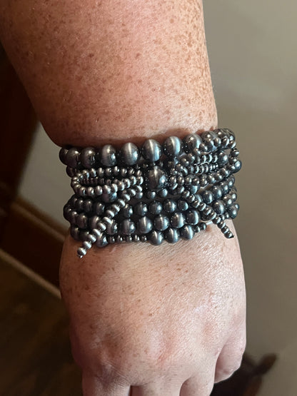 Western Multi Layered Navajo Bead Ribbon Stretch Bracelet