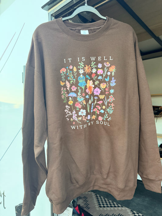 It Is Well With My Soul Floral Crew Sweatshirt