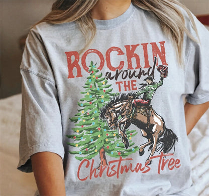 Rockin Around The Christmas Tree Cowboy Tee