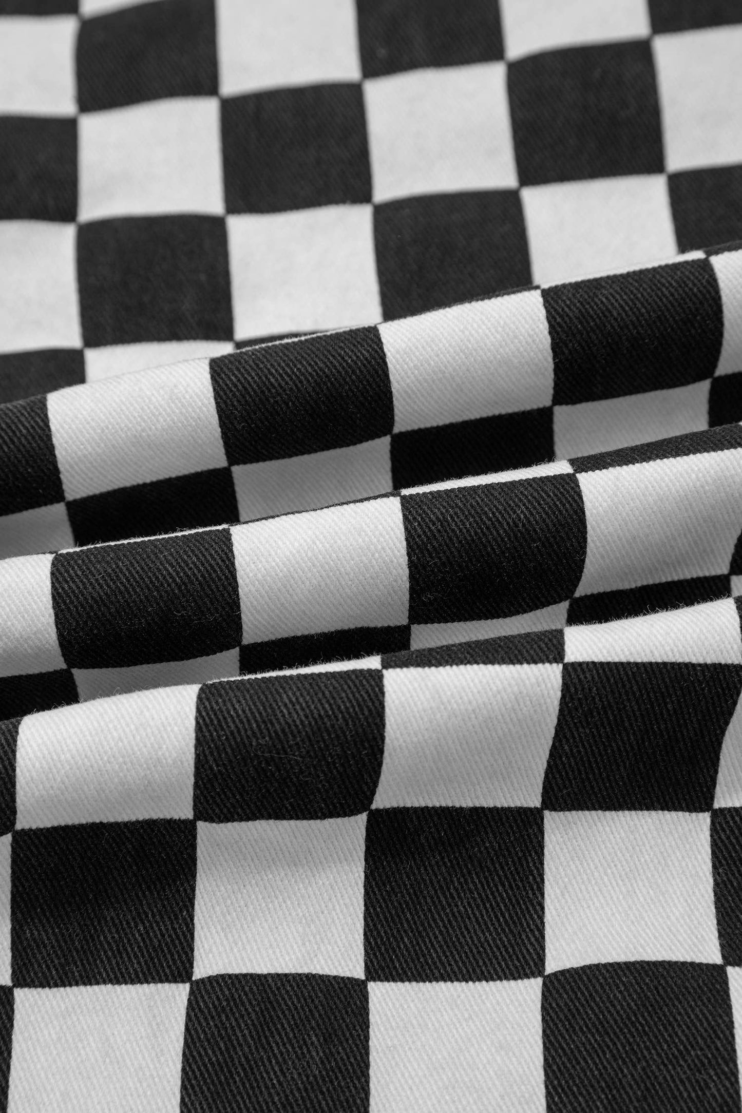 Checkerboard Print Distressed Holes Raw Edge Cropped Jeans