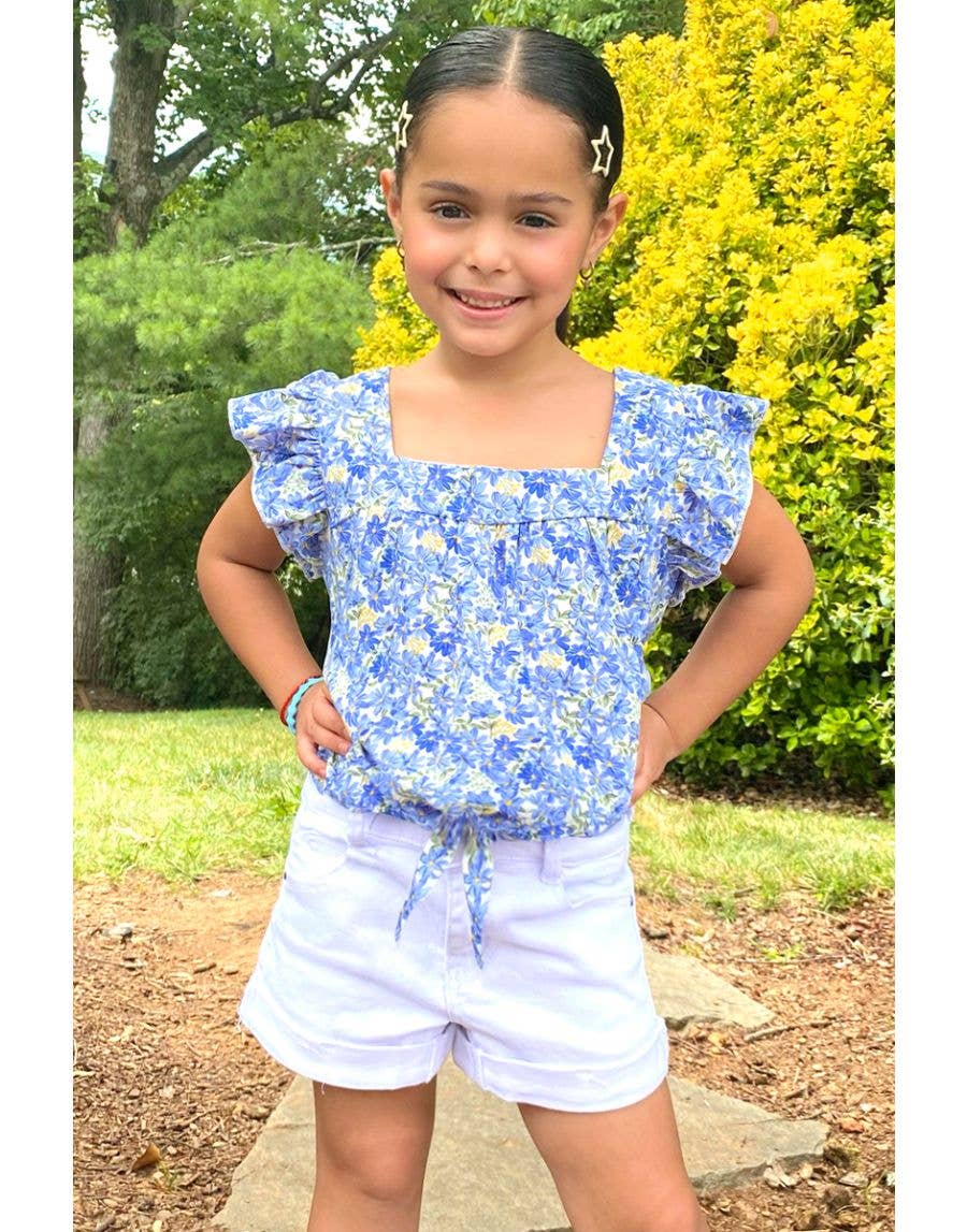 Sunflower Ruffle Sleeve & Tie-Front