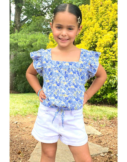 Sunflower Ruffle Sleeve & Tie-Front
