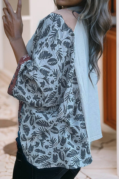 Asymmetric Patchwork Sleeve Peace Desert Graphic Tee