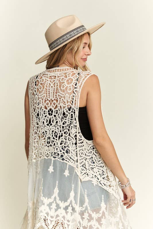 **CROCHET SLEEVELESS CARDIGAN