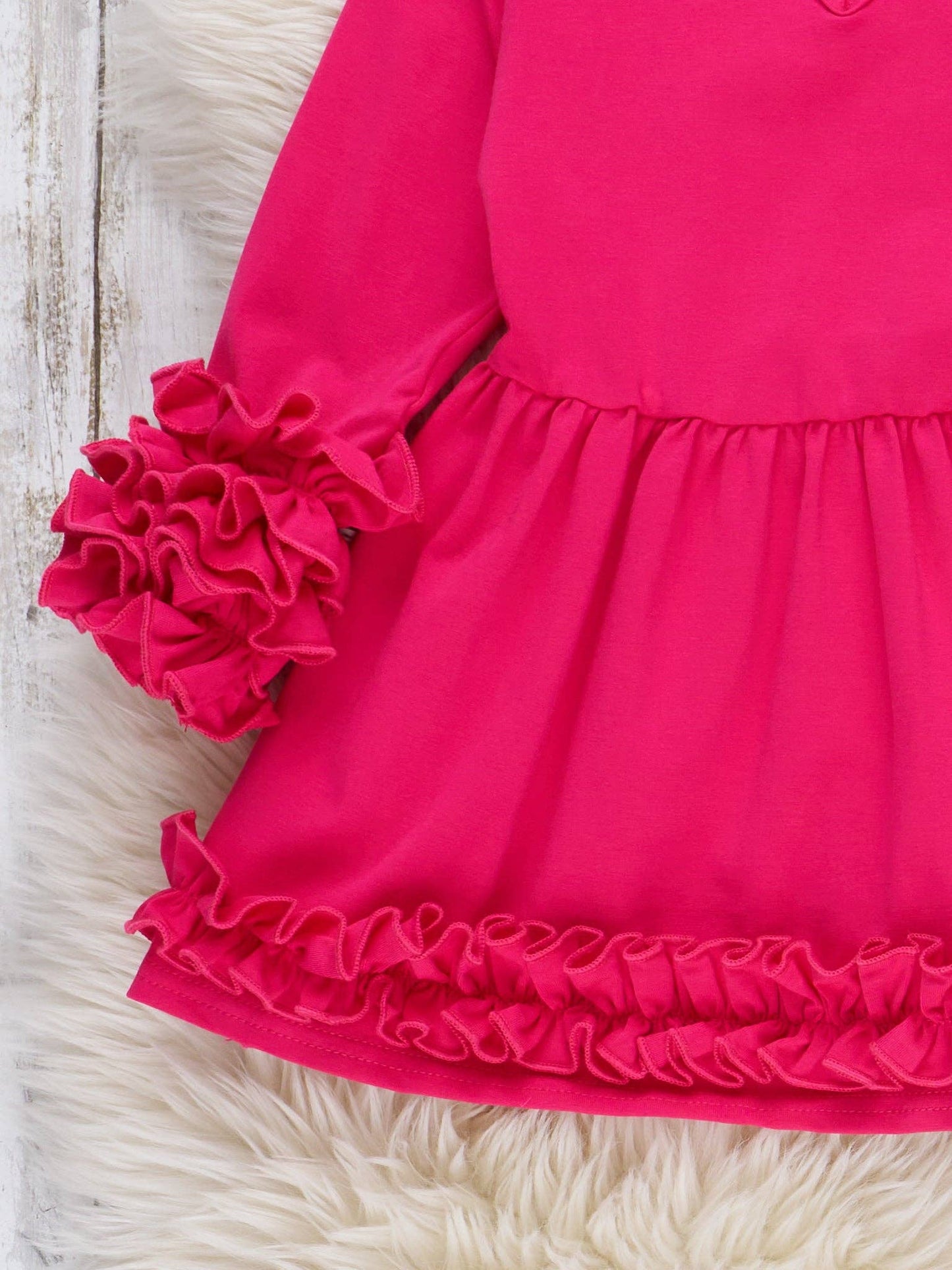 Cotton Icing Ruffle Tunic Top - Hot Pink