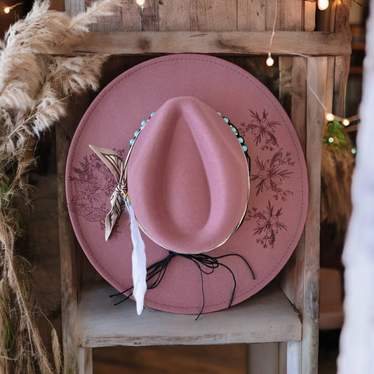 Early Autumn Blooms Burnt Hat Western Cowboy Fall
