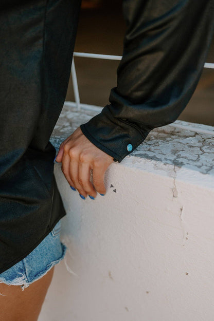 LEATHER LUX * MIDNIGHT button up
