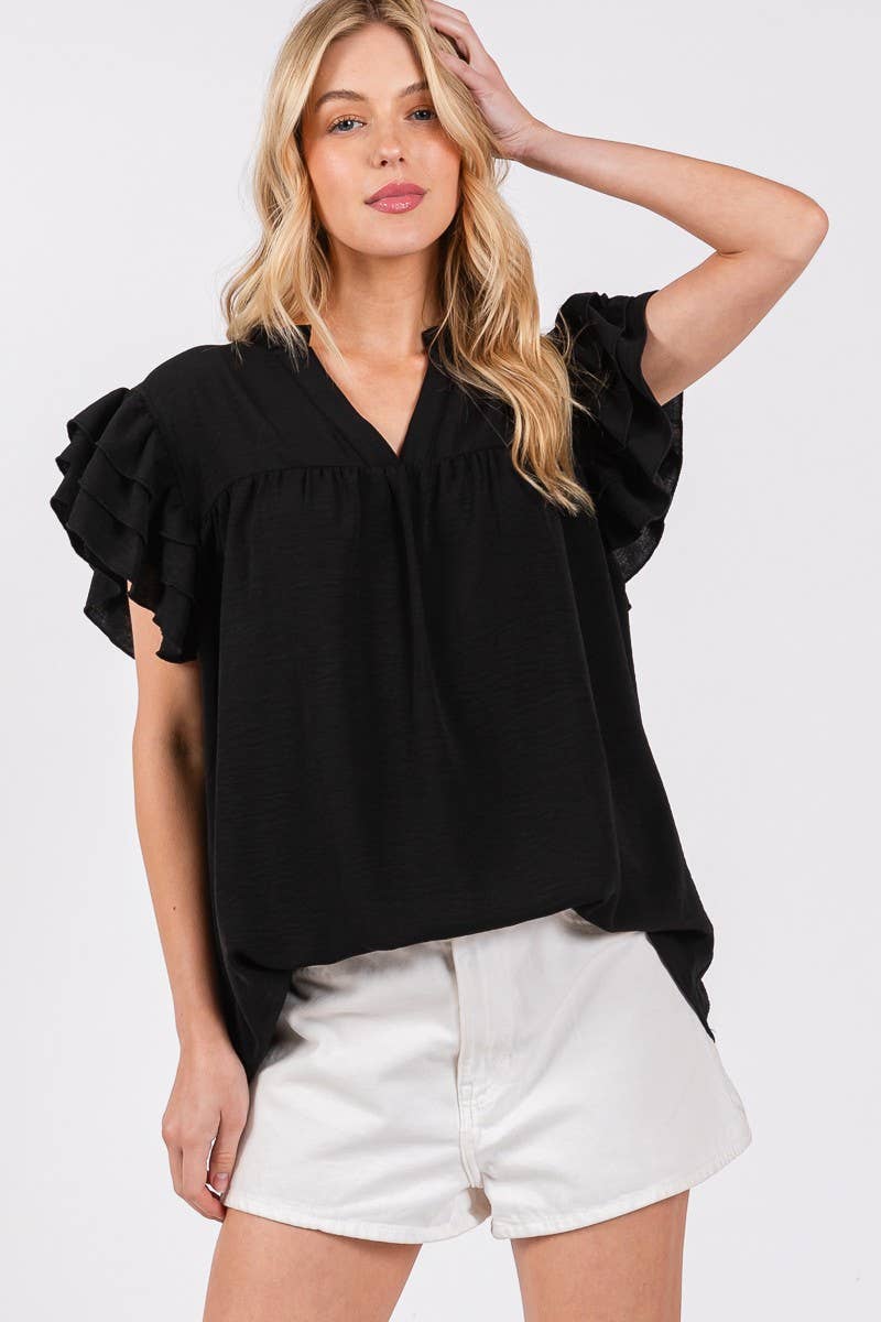 AIRFLOW RUFFLE SLEEVE BLOUSE