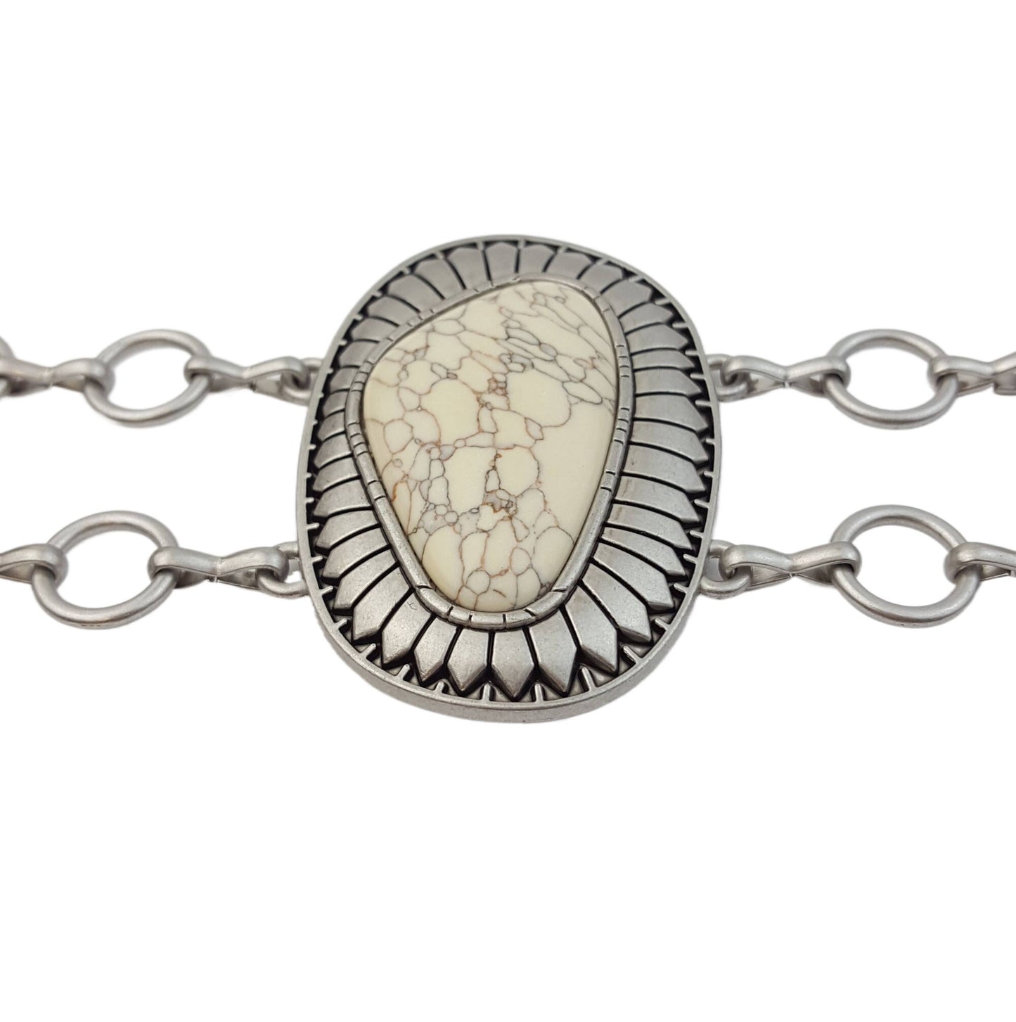 Silver Western Concho Double-Chain belt with stones