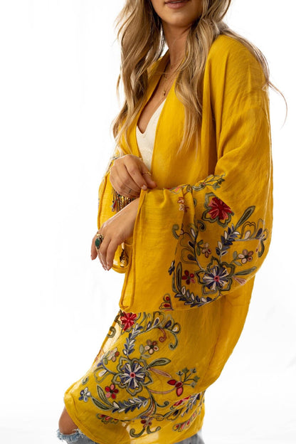 011 Fun In Florals Kimono - Mustard